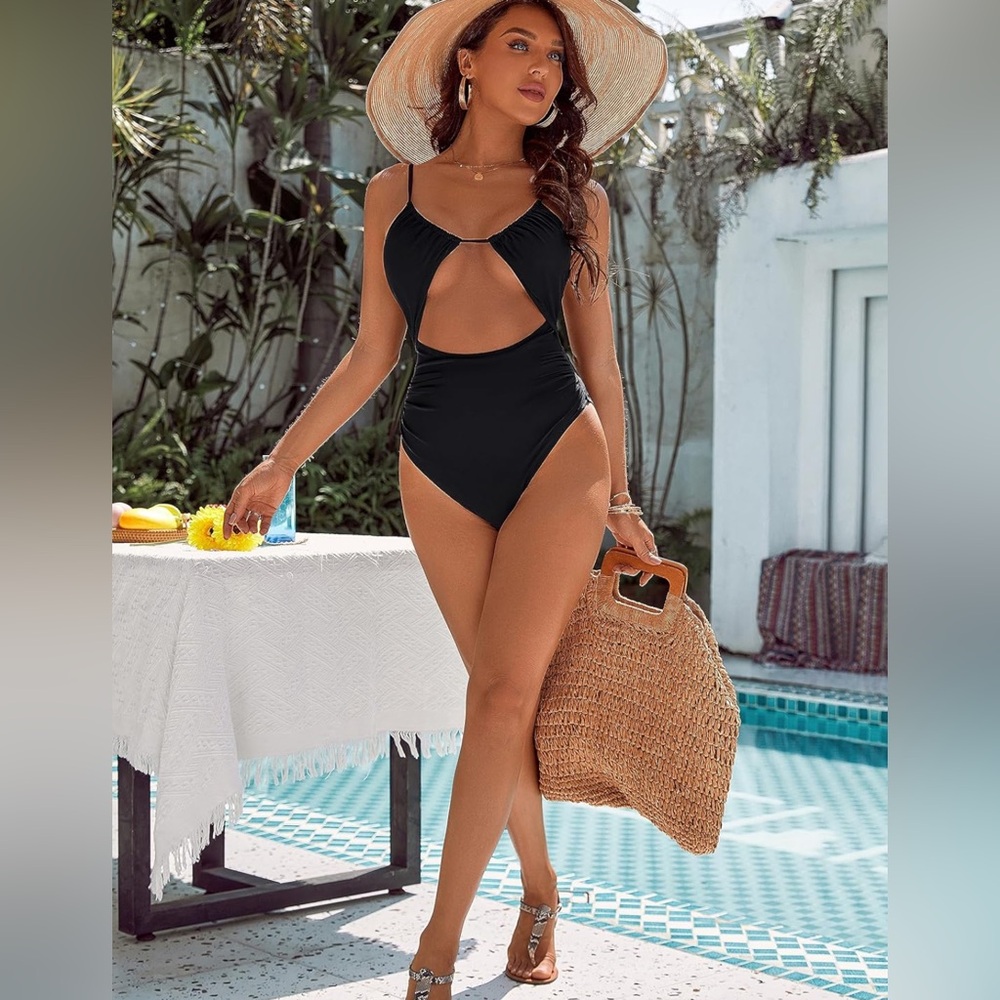 Black Cutout One-Piece Swimsuit - Sleek Summer Style